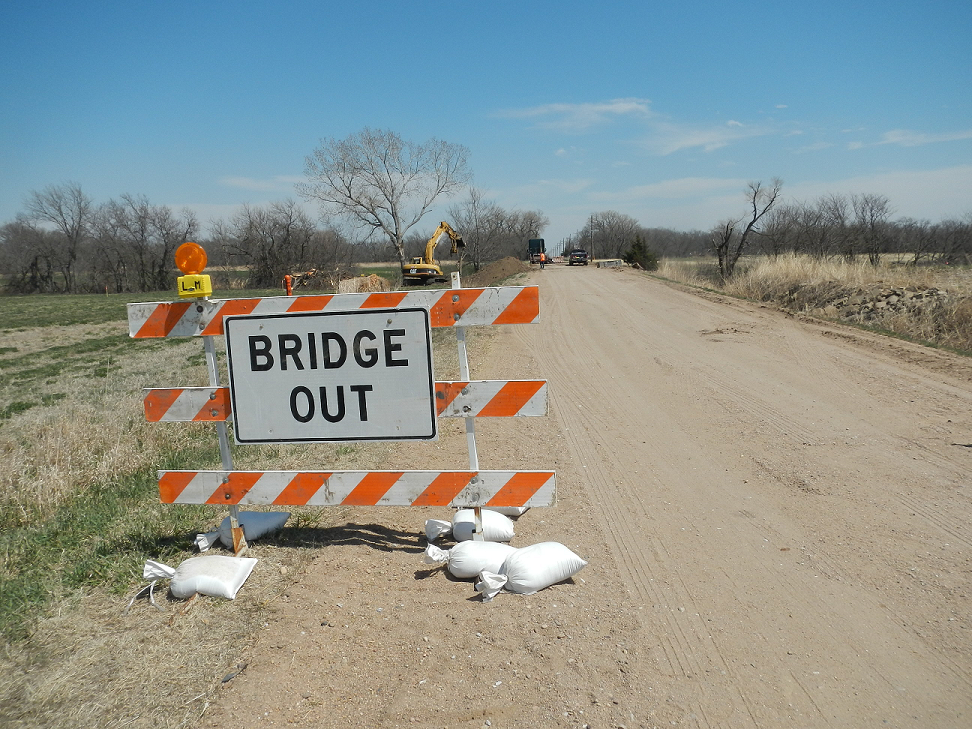 Bridge Out Signs have been posted